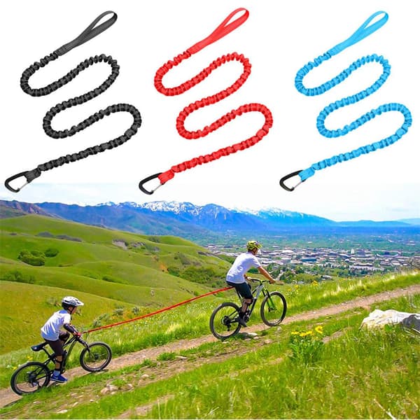 Bugserline Udendørs Børn Voksen MTB Elastisk Bælte til Mountainbike Reflekterende Træktov med Opbevaringspose