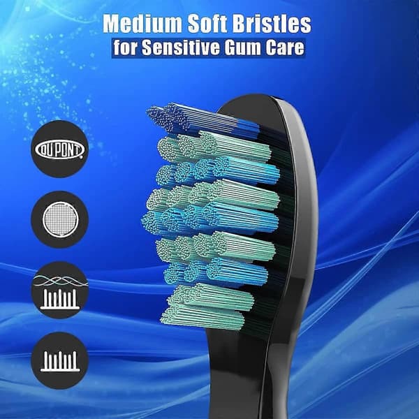 10-pack Toothbrush Heads Compatible with Fairywill Fw-507/508/(black)