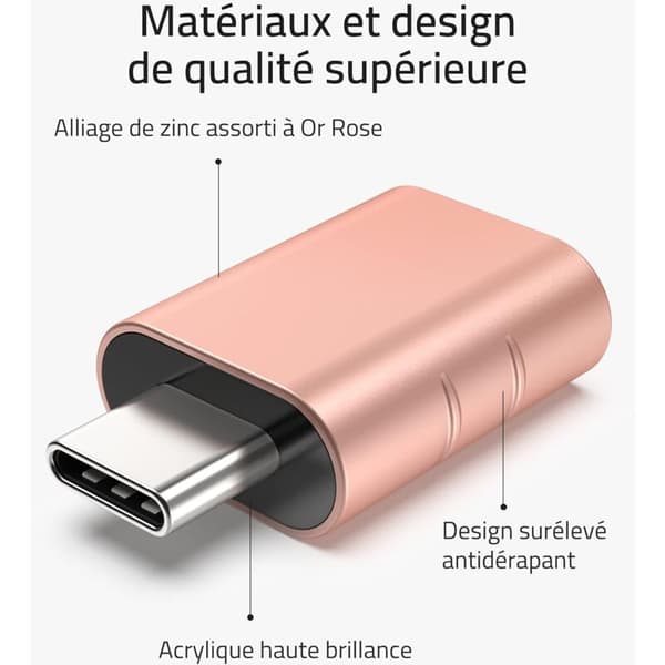 Rose OR-adapter USB C til USB-pakke med 2 USB C han til USB3 hun, kompatibel adapter med MacBook Pro/Air 2021 IMAC IPAD Mini 6/PRO