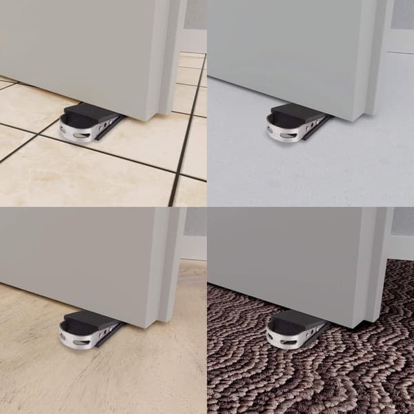 Door wedge with stainless steel look handle - Set of 2
