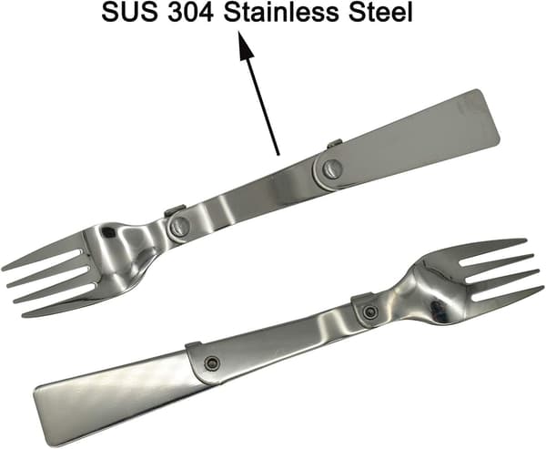 Sammenklappeligt Campingbestiksæt - 18/10 Rustfrit Stål Ske & Gaffel til Rejser & Vandring (6 Dele)