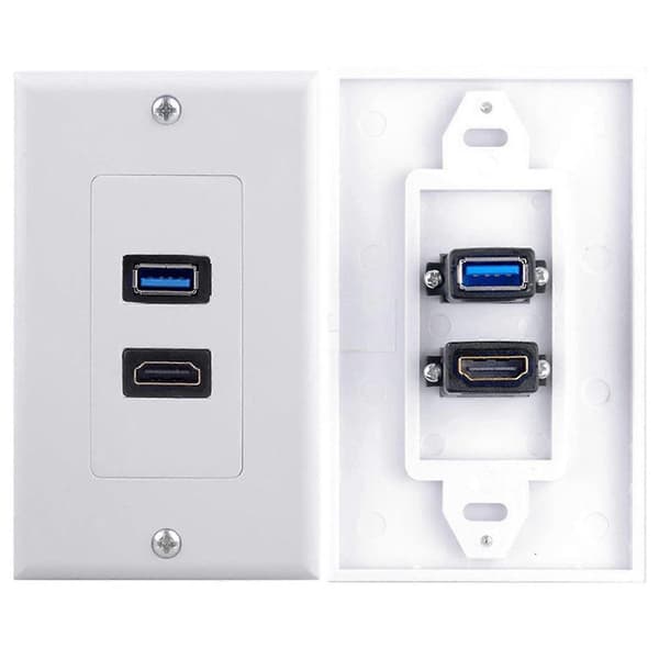 4x 2-port +USB 3.0 Vegguttak Panel Uttak Forlenger Hvit