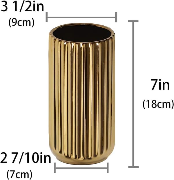 18 cm guld dekorativ keramikvase til hjem, fest, bryllup C