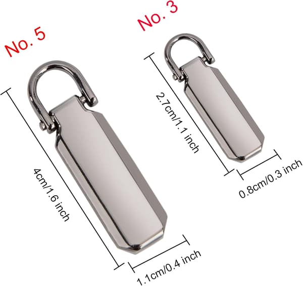 Zipper Repair Kit, 16-Pack Zinc Alloy Zipper Pulls, Zipper Replacement for Clothes, Suitcases, Backpacks