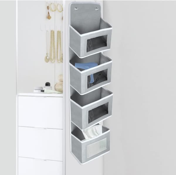 Door Over the Door Organizer, 4 Pockets Foldable Fabric Hanging Organizer