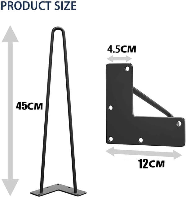 45 cm Hårnålsbordsben Maksimal Støtte 204 kg med Beskyttelsesfødder Moderne Mid-Century Stil til Møbelben, Sofabordben