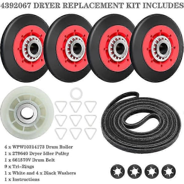 4392067 Dryer Repair Kit for , , , Dryer Includes WPW10314173 Drum Roller [DB] As Shown As Shown