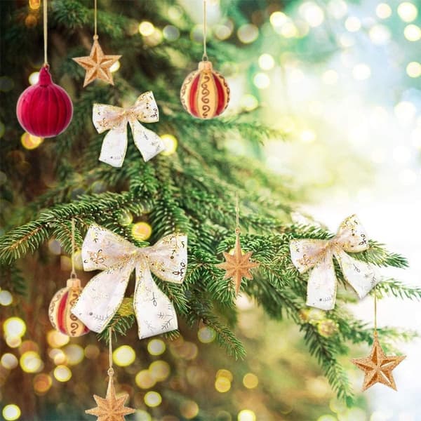 Dobbeltsidet julebånd 6,3 cm * 9 m, med guld- og sølvsne