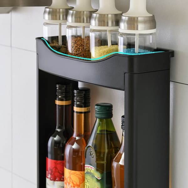 Plastic Kitchen Shelf for Spices Hanging Wall Decor Shelf Spice Jar Holder White