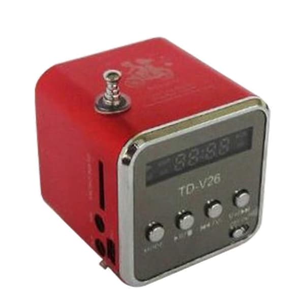 TD-V26 Digital Portable Mini FM Radio Receiver LED Speaker Wireless Speaker MP3 Support SD/TF Card Red
