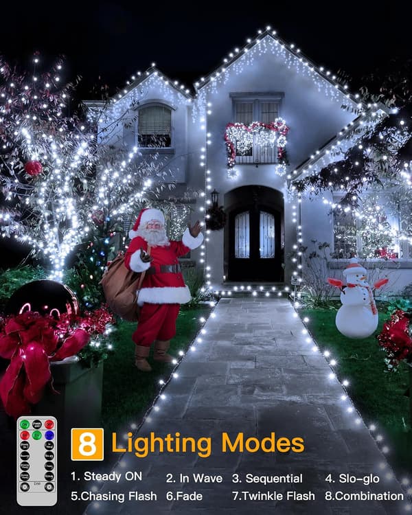 shineshine Julelys 164FT/500LED, Vanntette Utendørs Lyslenker Kjølig Hvit