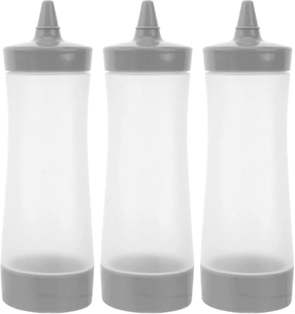 3 stk. krydderflasker med tryk, sauce dispenser, grilltilbehør til ketchup, sennep, syltetøj