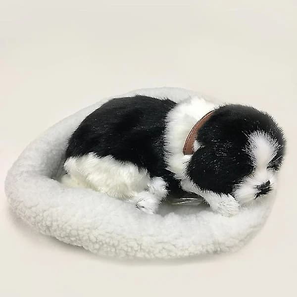 Sød Simuleret Sovende Kat/Hund Plysdukke Med Rede Åndende Fluffy Kat/Hund -t D