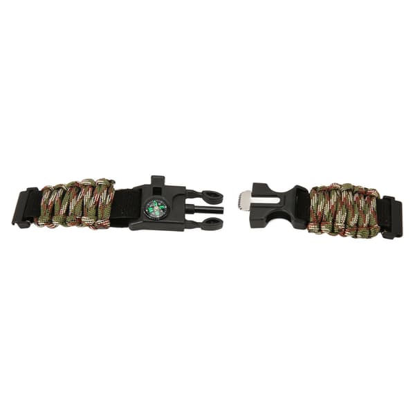 6-i-1 Paracord Armbandsurrem 22 mm Spänne med Eldstartare Kompass Visselpipa Passar för Huami Grön Kamouflage