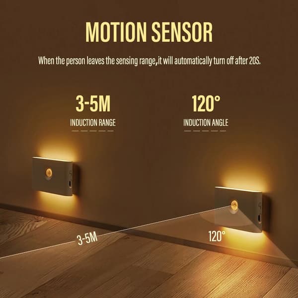 LED-sensor natlampe trådløs USB genopladelig kropssensor væglampe soveværelse korridor garderobe badeværelse natlampe 1 stk