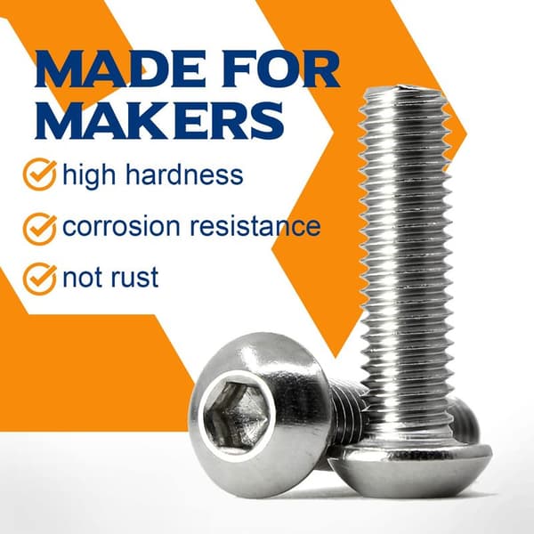 MINKUROW M8 x 55 mm 10 pcs Button Head Hex Socket Screw, 304 Stainless Steel Hex Bolt, Fully Threaded Bolt