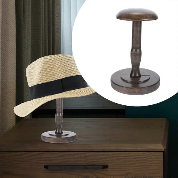 Træ Hat Display Stand Skrivebord Parykholder Opbevaringsdisplay Stand til Butik