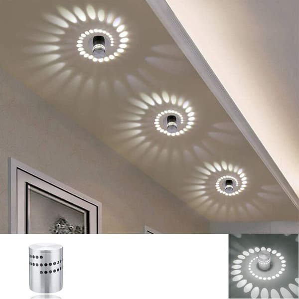 LED-vägglampa för inomhusbruk, modern effekt, 3W, varmvit, aluminium, dekorativ