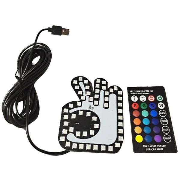 Universal Funny Car Finger Light with Remote Control OK Gesture Lamp Luminous Panel Decal for Car Window Decoration