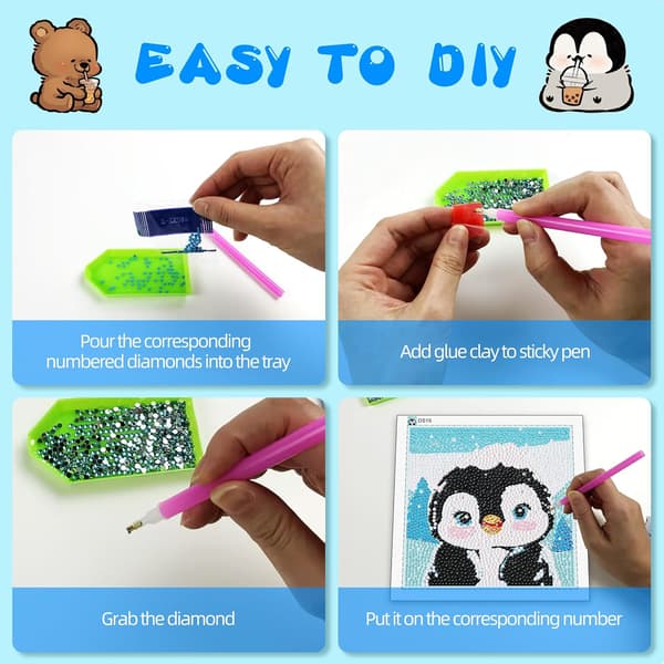 Diamantmålning för barn Enhörning (Rosa), DIY Enhörningsmålning f
