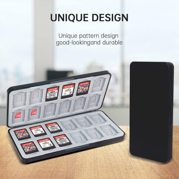 Card Storage Case, Compatible with Card Games, Nintendo Switch Storage, Storage Box, Soft Silicone with 24 Slots, Protective Organizer, Black