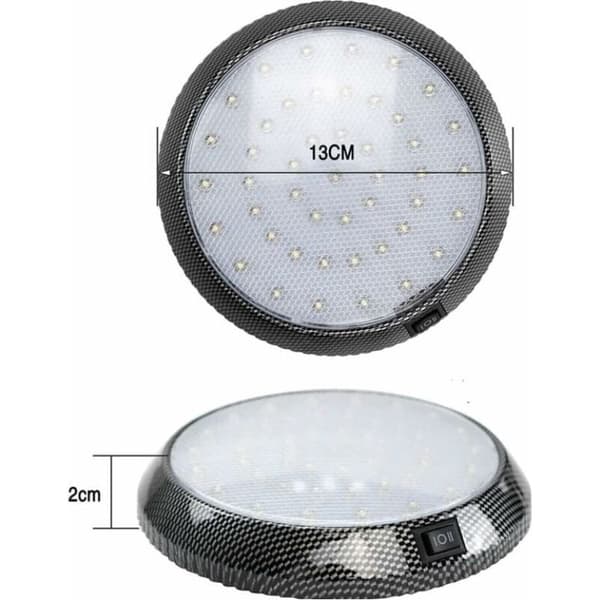 12V LED RV Dome Light for Interior - Caravan Lighting with ON/OFF Switch - 46 LEDs for Reading