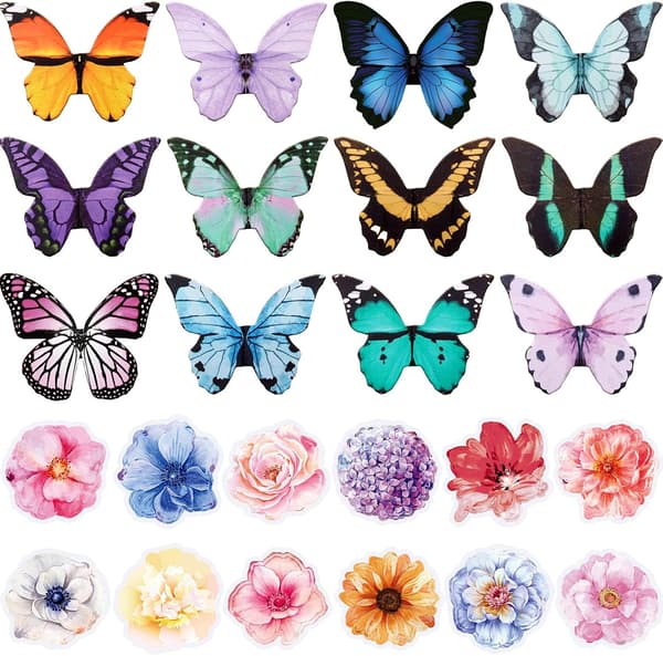 24 Stykker Sommerfugl Magnetiske Bogmærker Magnet Side Foldbare Markører Blomsterclips Studenter Bogelskere Læsning, Kontor Julegaver