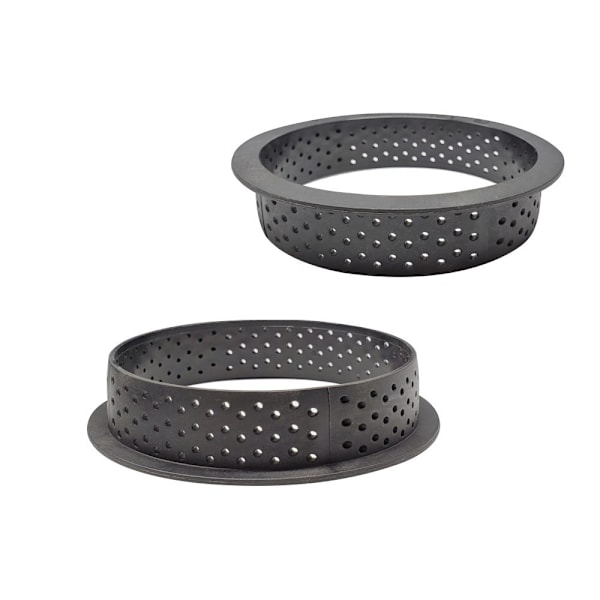 8 stk. kageforme, runde bageforme perforerede ringe, non-stick bageringsæt til kagedekoration