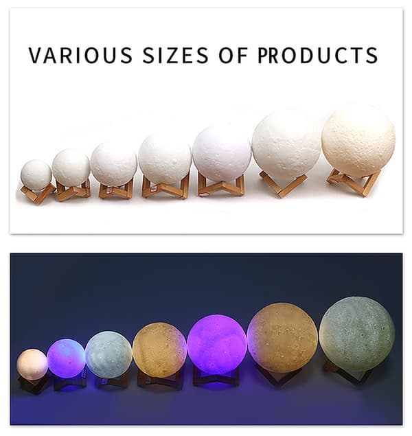 3D Månelampe, LED Natlampe 7 Farver Touch Lampe, 15cm Di