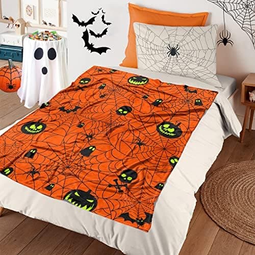 Høst Halloween-tæppe Halloween-plaid og tæpper Efterår Græskar-plaid Superblød Hyggelig og Plysset til Sofa_tfrf