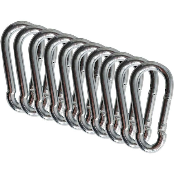 Karbinhakar 60Mm X 6 Mm 10-pack, Stålkarbinhake med Snaplås