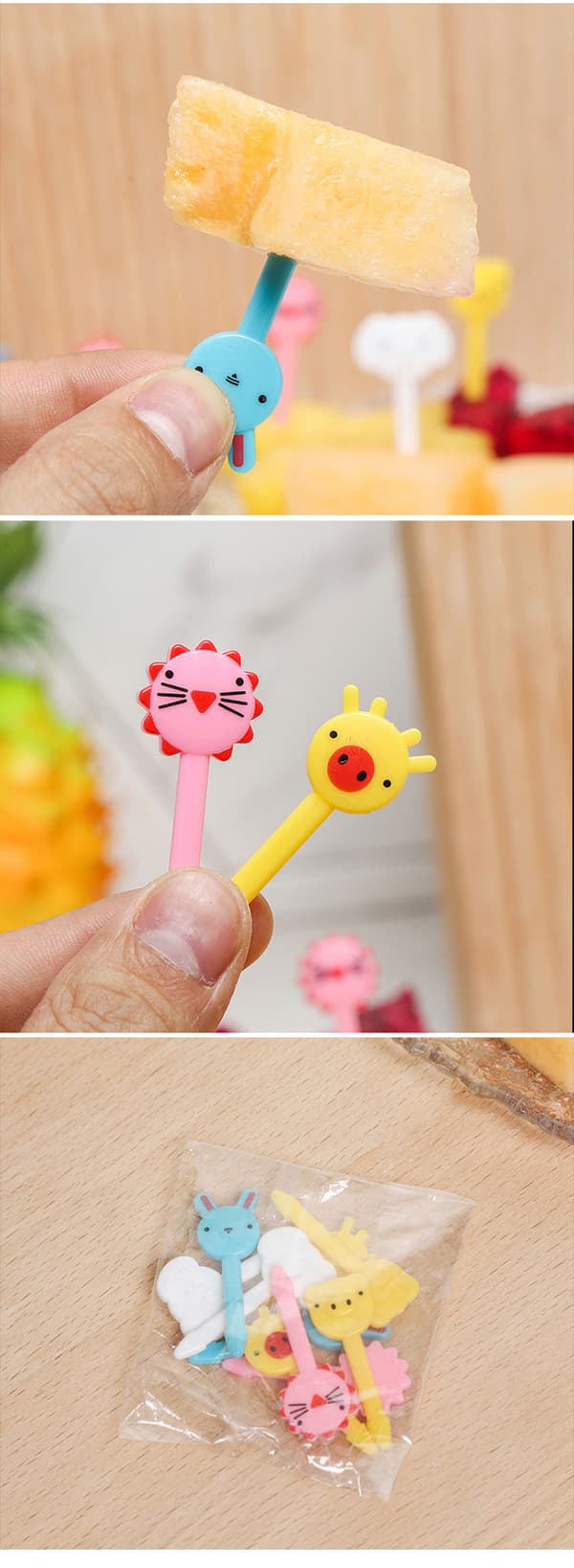 Creative Cartoon Fruit Skewer Set, 30-Piece Set with Fruit, Dessert, and Cake Skewers for Home Use (Reusable)