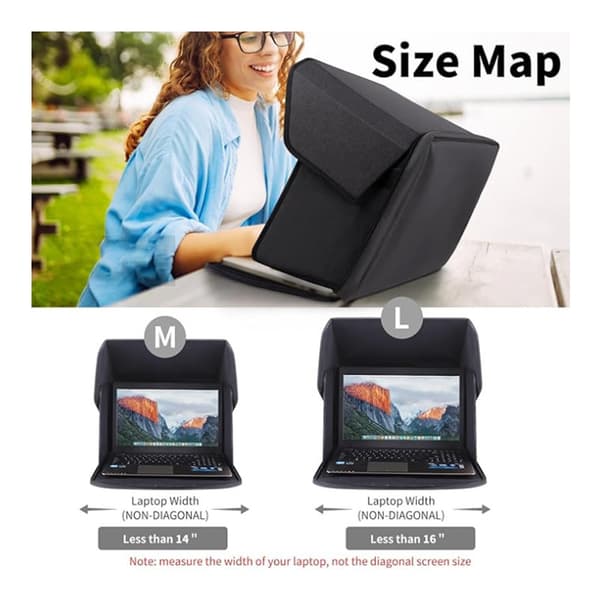Bærbar foldbar udendørs solskærm til bærbar computer, beskyttelsesetui