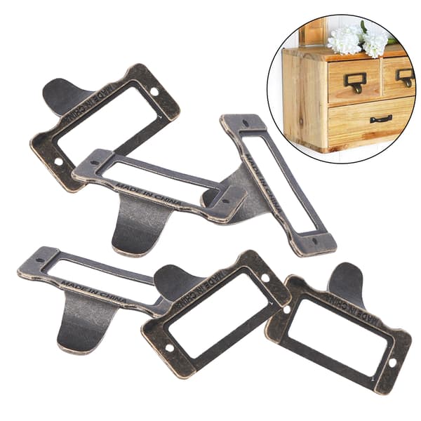 6PCS Bronze Label Handle Filename Card Holder Medicine Cabinet Handle