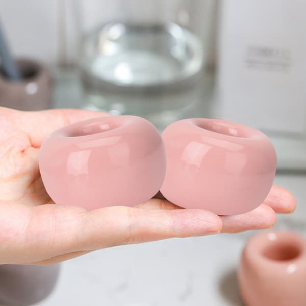 Doughnut Ceramic Toothbrush Holder Novelty Candy Color Cute Multifunctional Toothbrush Base Pink
