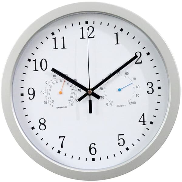 12 inch Automatic Time Setting Scanning Radio Controlled Clock Temperature Hygrometer Wall Clock Silent Design