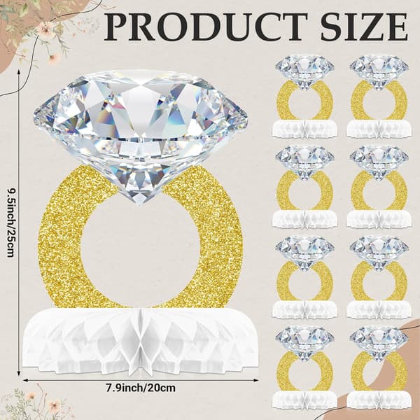 9 stk diamantring midtpunkt forlovede ringer dekorasjon -