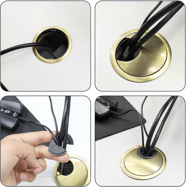 60 mm Noble Kabelgjennomføring | Kabelhullbeskyttelse for Skrivebord og Benkeplater | Materiale: Sinklegering 2 Stykker (Bronse) - DKSFJKL [db]