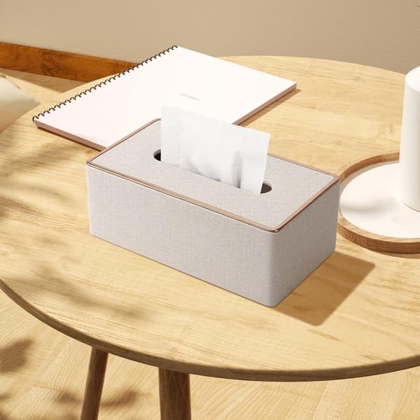 Servettboksdeksel i PU-skinn, rektangulær servettboksholder for Kleenex, servietter, rektangulær serviettholder for baderom hjemmekontor