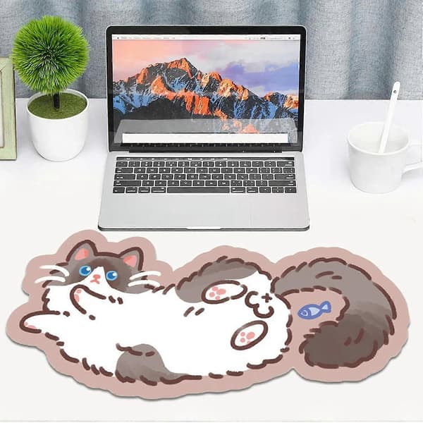 Cute Desk Pad, Cat Soft Mouse Pad, Non-Slip Keyboard Mat Mouse Pad Rubber Table