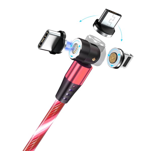 LED Flowing Magnetic Charging Cable 540 Degree Rotating Magnetic Cable Light Cord