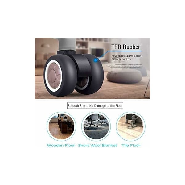 5-pack kontorsstolsrullar med TPR-hjul Dubbelhjul Universal