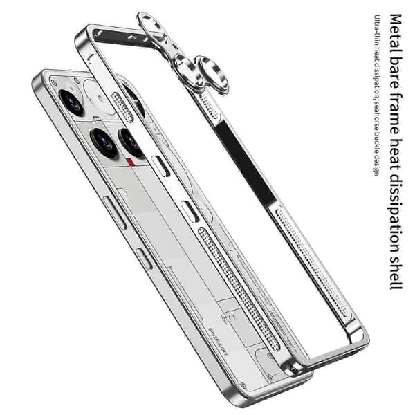 For Nothing Phone (3) 5G Bumper Case Metal Frame Heat Dissipation Cover with Lens Protector Silver