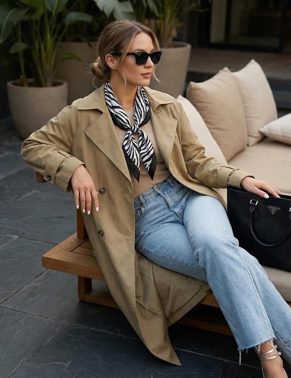 Firkantet skjerf for kvinner 35” Sateng Hodeplagg Emulering Silke Store Hårbånd Skjerf Tilbehør Mønstret Sebra - Zebra