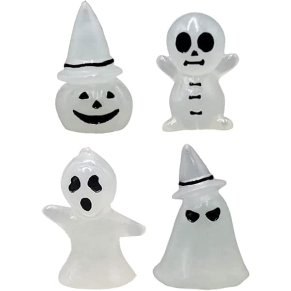 Halloween Glow Ornament Miniature Spøgelse Ornament Statue Harpiks Fe