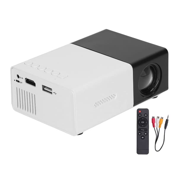 Mini Projector Built-in Speakers Diffuse Reflection Imaging Black 1080P Portable Movie Projector 100‑240V US Plug