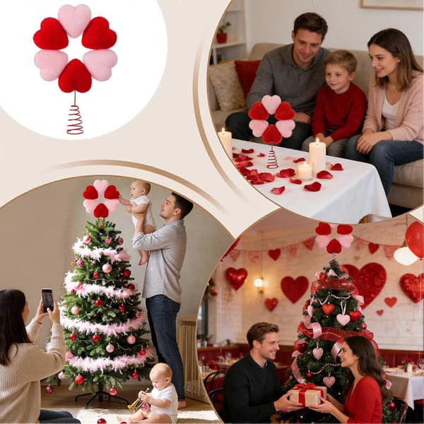 Valentine's Day Tree Topper Romantic Decor Large Plush Heart Tree Topper (FMY)