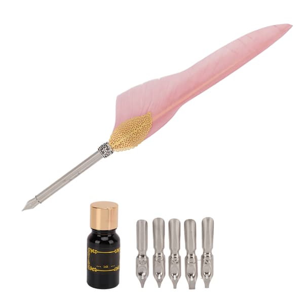 Feather Pen Set Durable Creativity Easy Writing Stationery Gift Box for Lovers Teachers Classmate Gift Dirty Powder