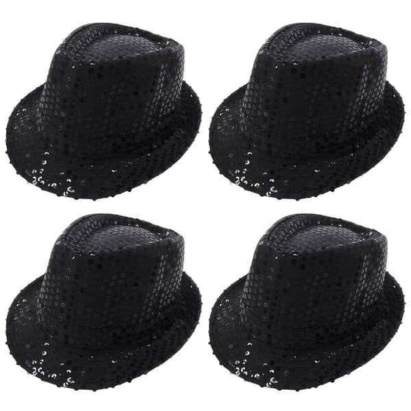 4-pak pailletkasket Unisex Western Dance Jazzhat Glitrende Discohat til Halloween-fester 4 stk. 4Pcs