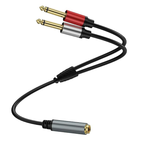 2m 6,35mm TRS Stereo Hun til Dobbelt 6,35mm Han TS Mono Jack Lyd Højttaler Splitter Kabel